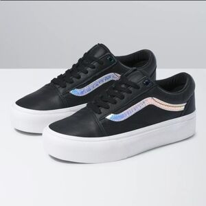Vans Old Skool Platforms Holo Sidestripe Black / True White Womens Size 6.5
